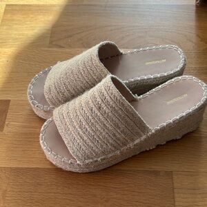 PrettyLittleThing Tan Espadrille Platform Slides